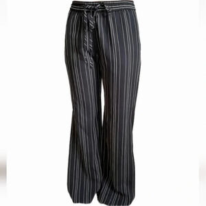 Zara Basic Thin Stripes Wide Leg Tie Waist Pants